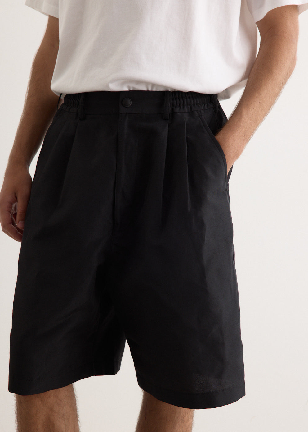 Polyester Ramie Poplin Tailored Shorts