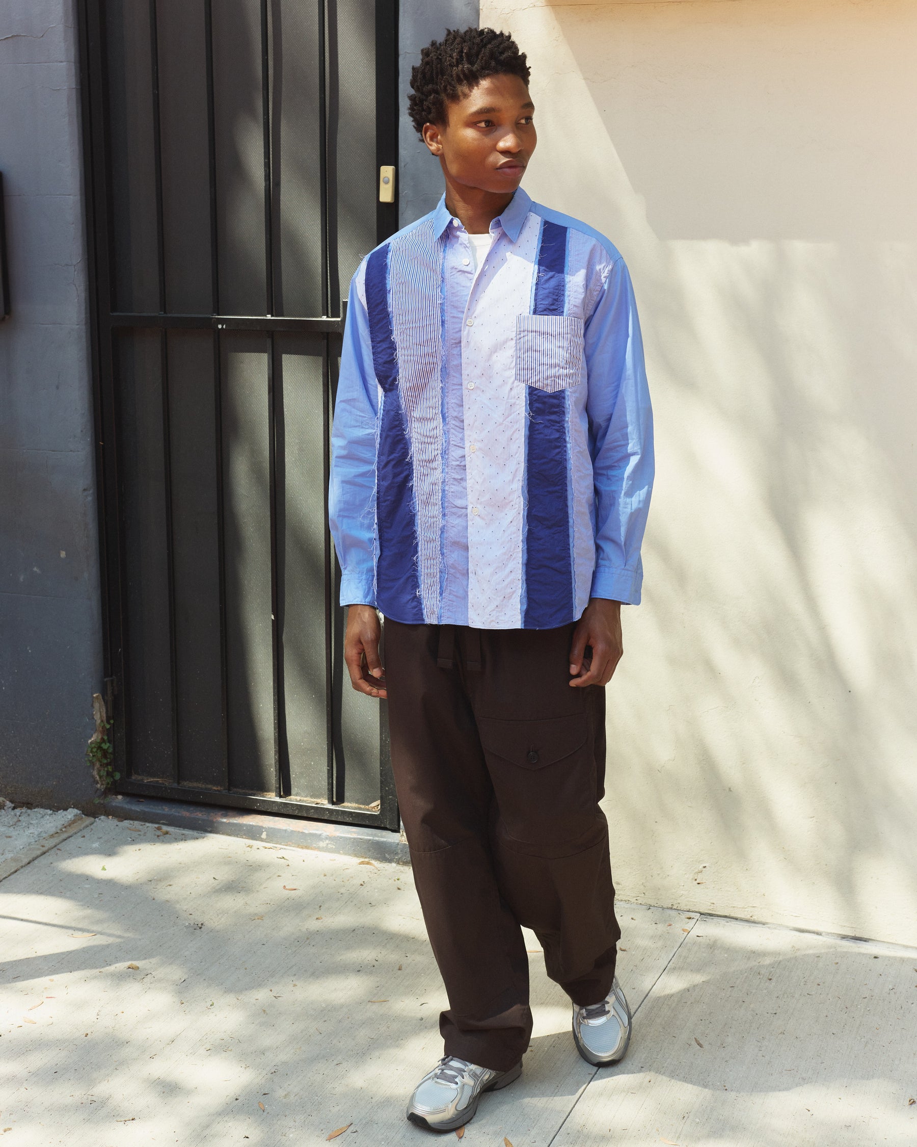 Cotton Broad x Cotton Stripe Mix Shirt