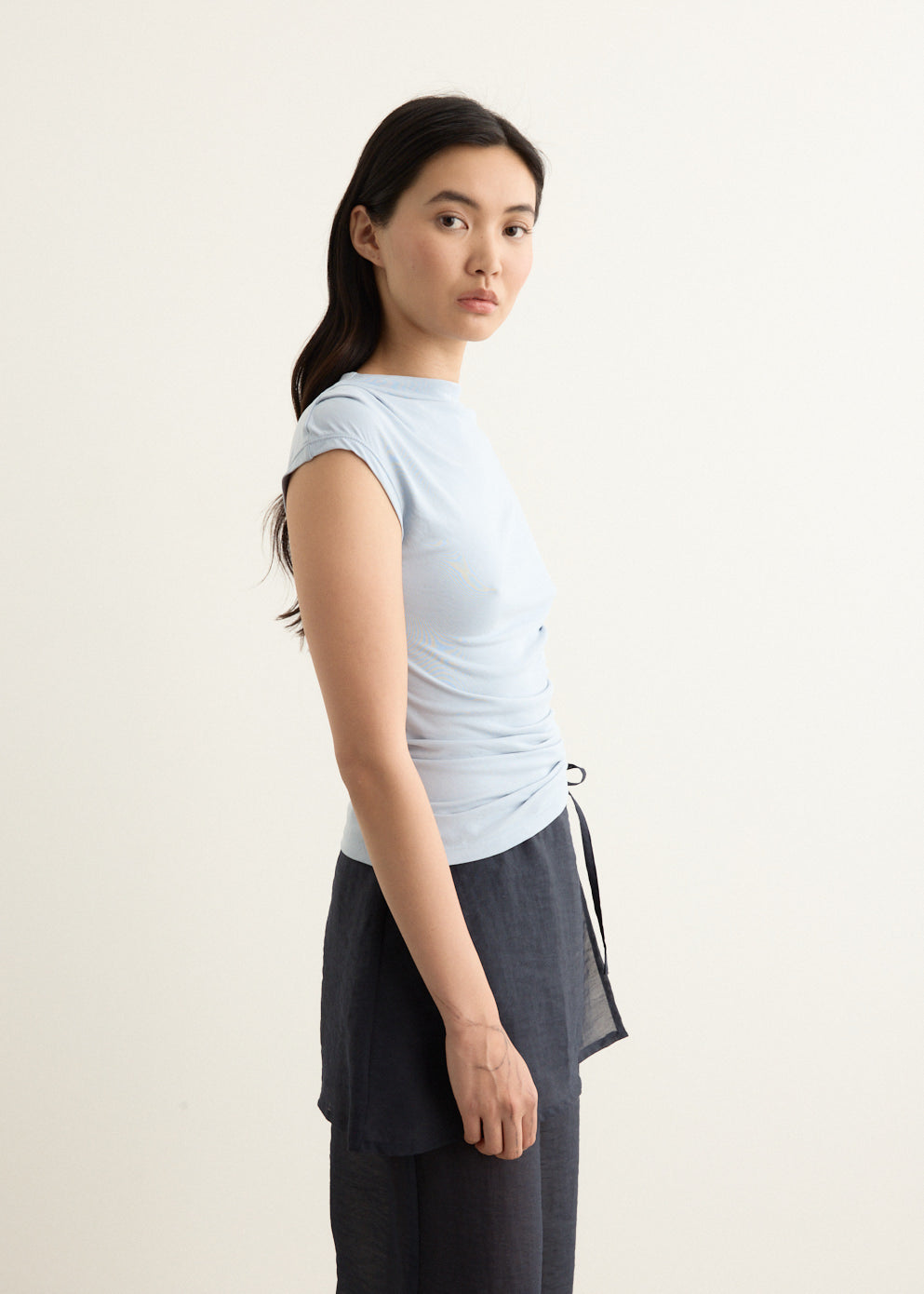 Agent Cap Sleeve Gathered Top