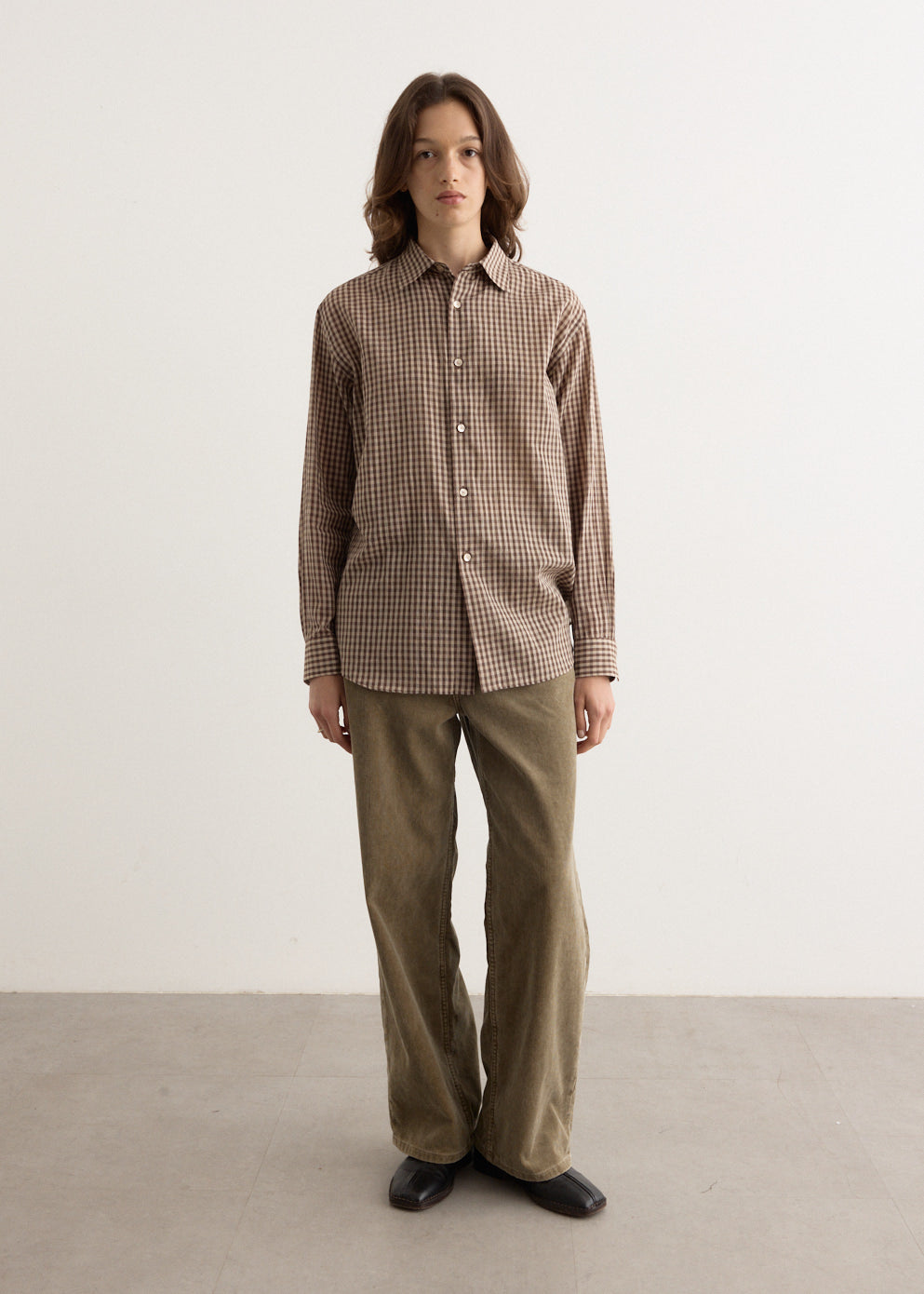 Airy Light Cotton Check Big Shirt