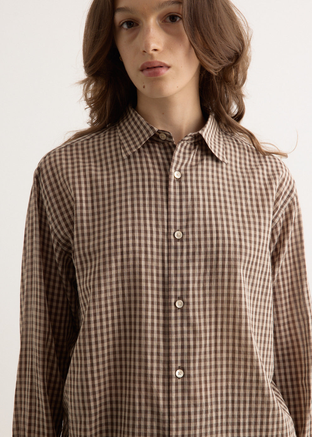 Airy Light Cotton Check Big Shirt