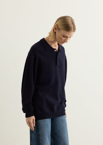 Classic Long Sleeve Knit Polo