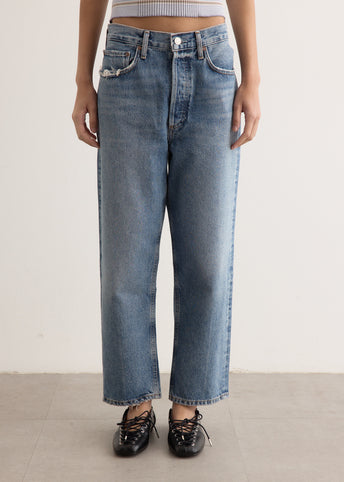 90's Crop Mid Rise Loose Straight Jeans