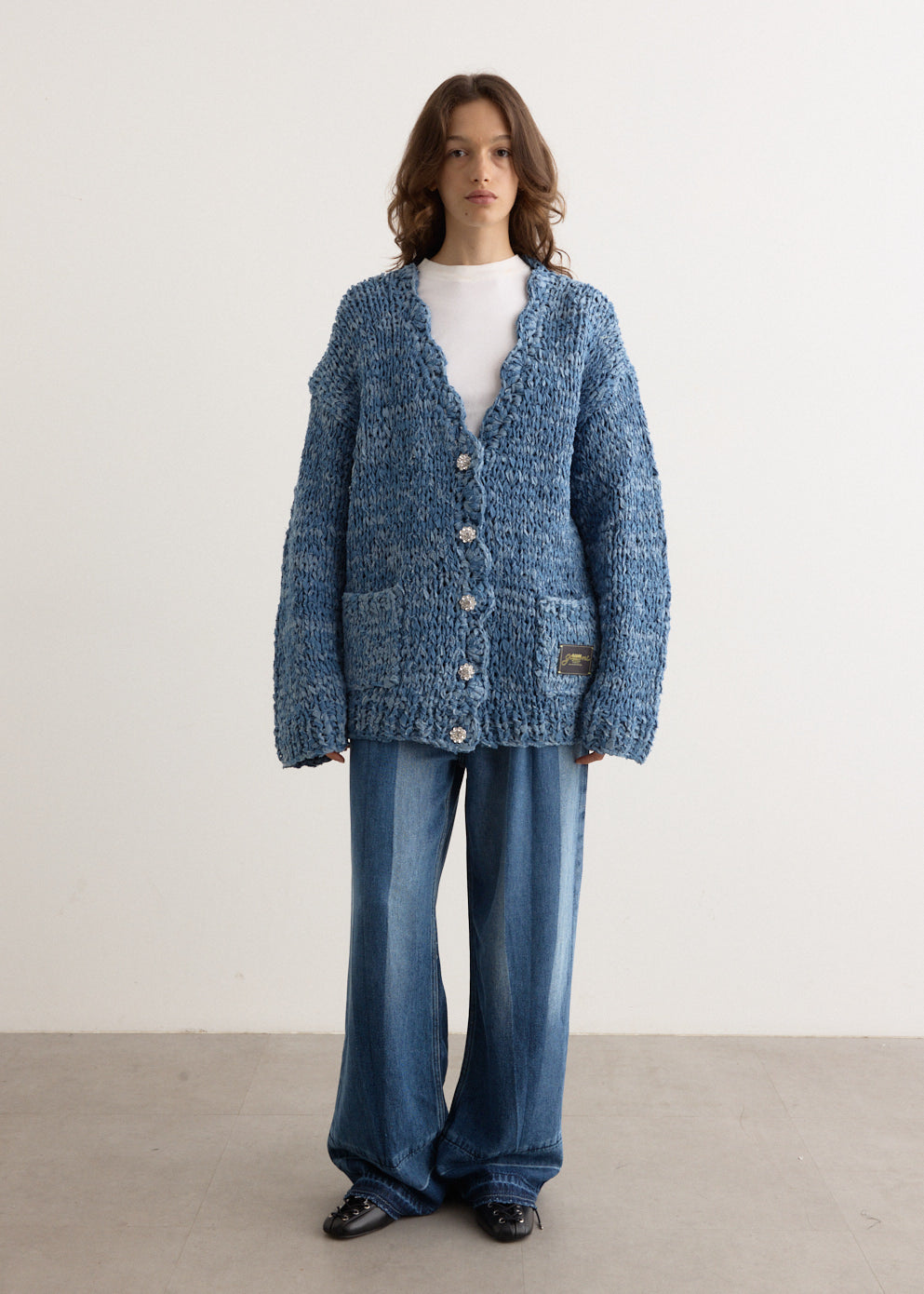 Denim Handknit Cardigan