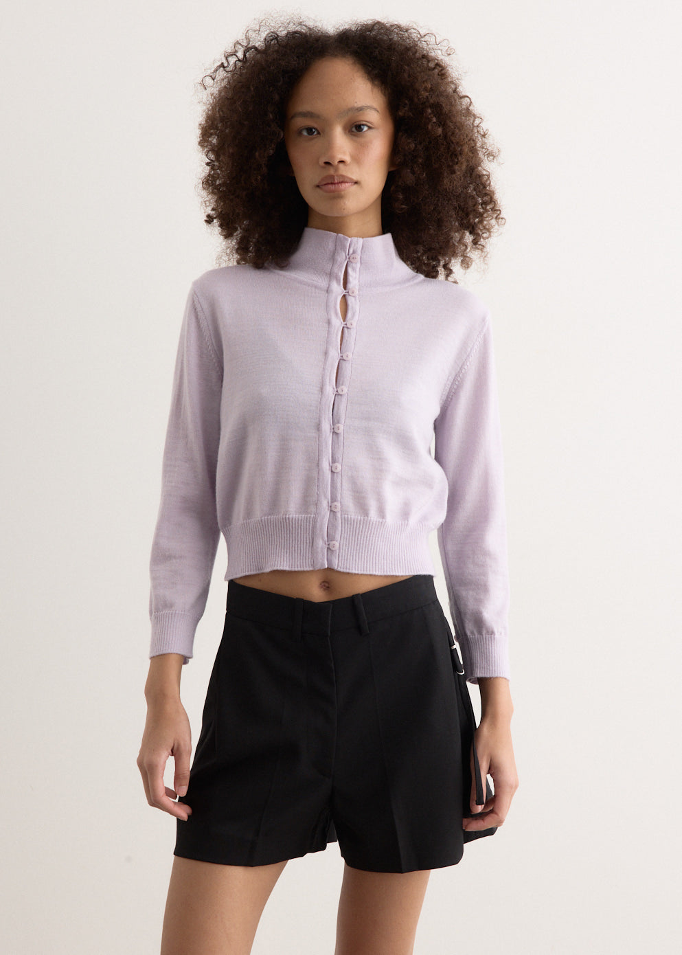 High Neck Knit Cardigan