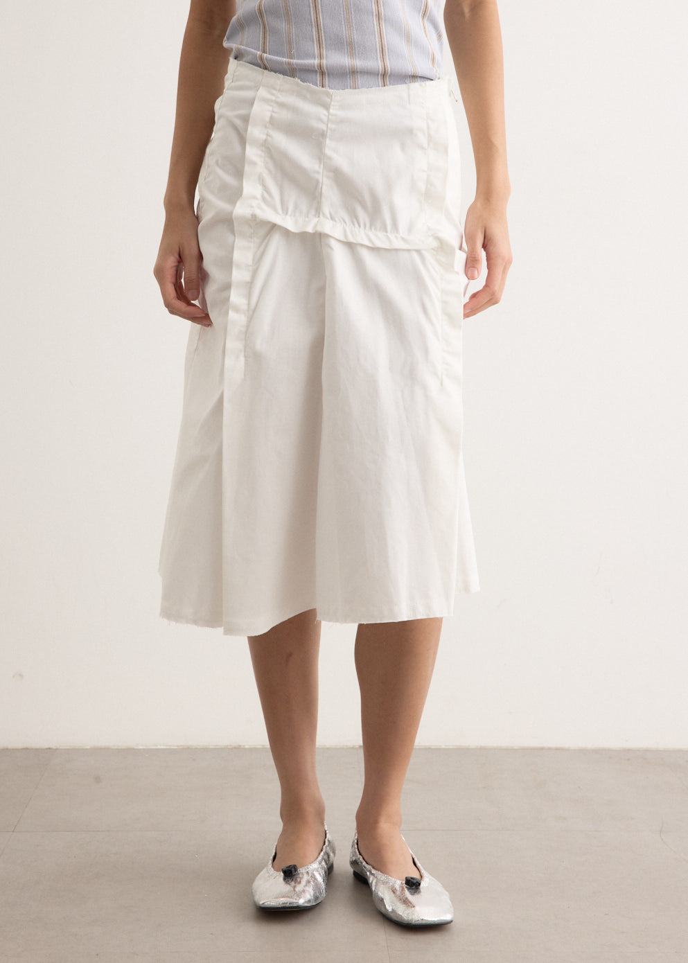 Raw Cut Shirring Skirt