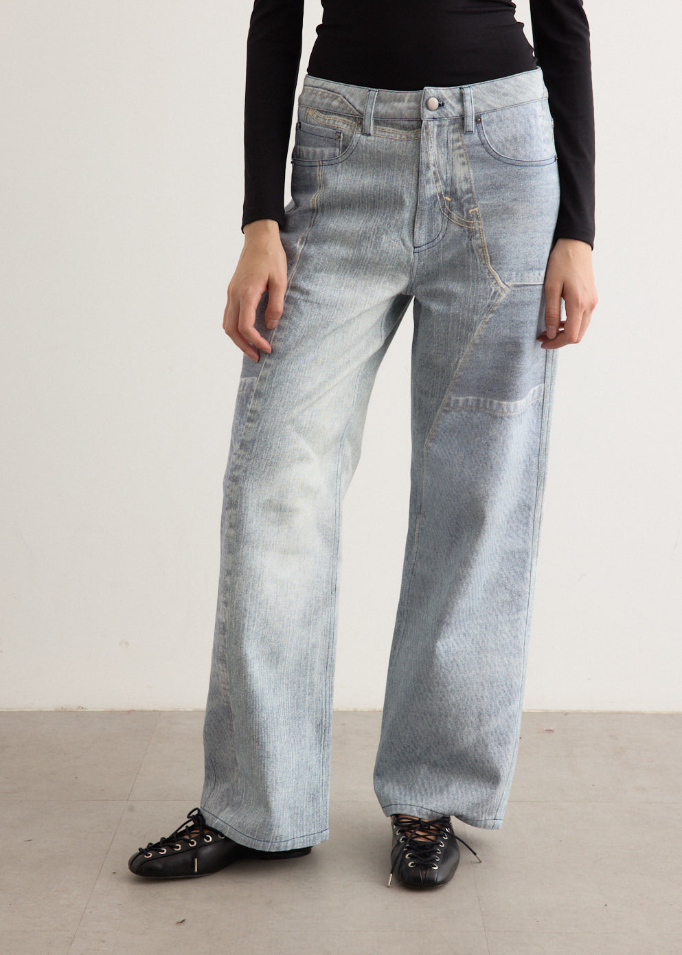 Crash Baggy Printed Jeans